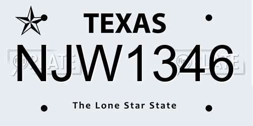 NJW1346 Texas License Plate