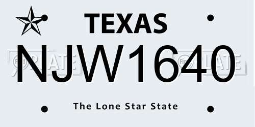 NJW1640 Texas License Plate