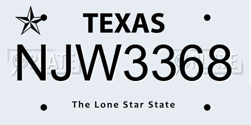 NJW3368 Texas License Plate
