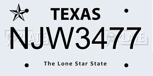 NJW3477 Texas License Plate