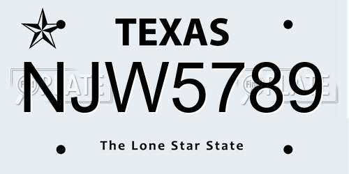 NJW5789 Texas License Plate