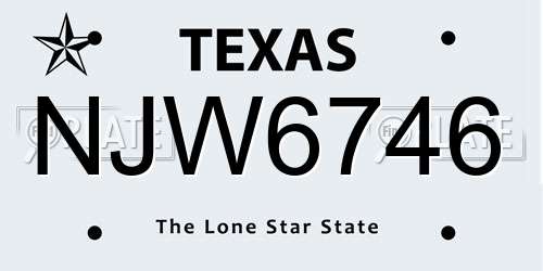 NJW6746 Texas License Plate