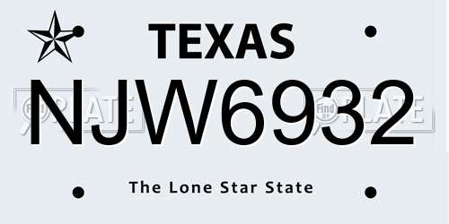 NJW6932 Texas License Plate
