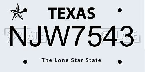 NJW7543 Texas License Plate