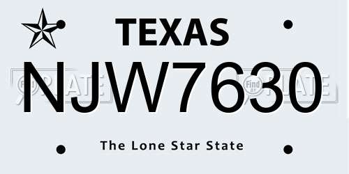 NJW7630 Texas License Plate
