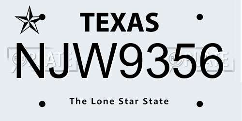NJW9356 Texas License Plate