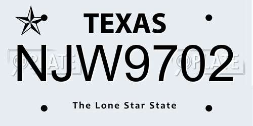 NJW9702 Texas License Plate