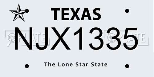 NJX1335 Texas License Plate