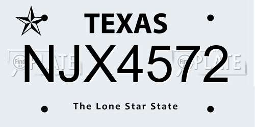 NJX4572 Texas License Plate