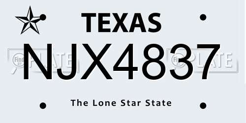 NJX4837 Texas License Plate