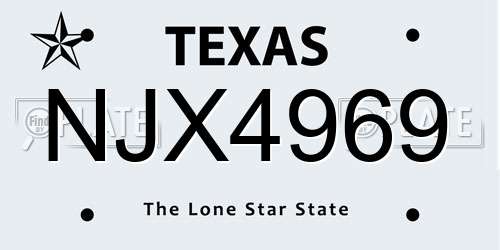 NJX4969 Texas License Plate