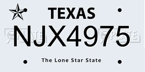 NJX4975 Texas License Plate