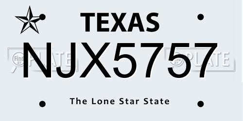 NJX5757 Texas License Plate