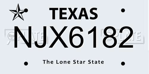 NJX6182 Texas License Plate