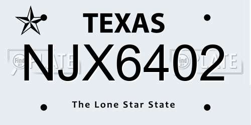 NJX6402 Texas License Plate