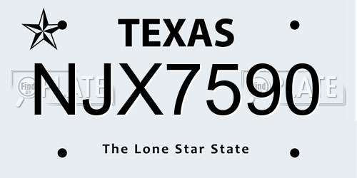 NJX7590 Texas License Plate