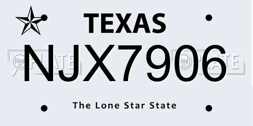 NJX7906 Texas License Plate