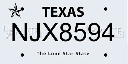 NJX8594 Texas License Plate