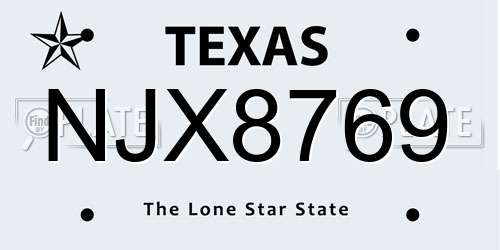 NJX8769 Texas License Plate
