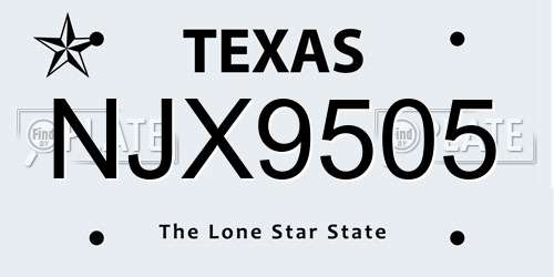 NJX9505 Texas License Plate