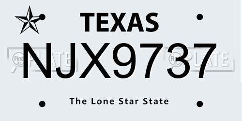 NJX9737 Texas License Plate