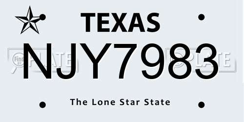 NJY7983 Texas License Plate