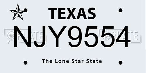 NJY9554 Texas License Plate