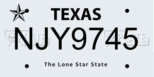NJY9745 Texas License Plate