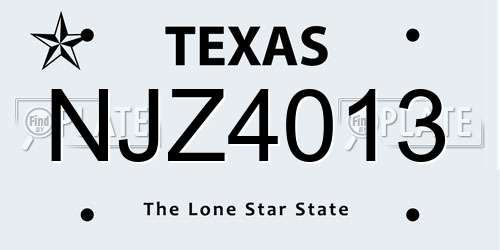 NJZ4013 Texas License Plate
