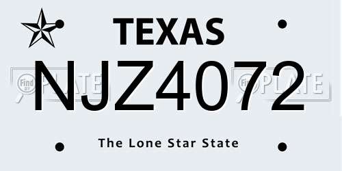 NJZ4072 Texas License Plate