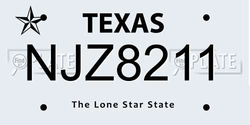NJZ8211 Texas License Plate
