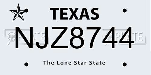 NJZ8744 Texas License Plate