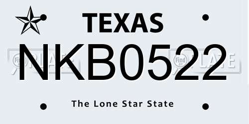 NKB0522 Texas License Plate