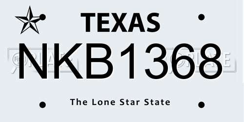 NKB1368 Texas License Plate