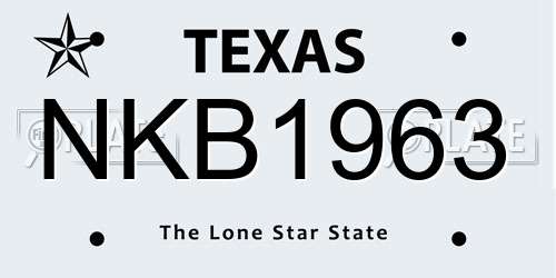 NKB1963 Texas License Plate