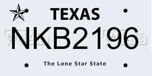 NKB2196 Texas License Plate