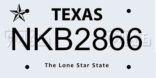 NKB2866 Texas License Plate