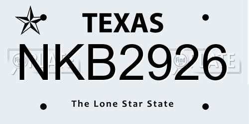 NKB2926 Texas License Plate