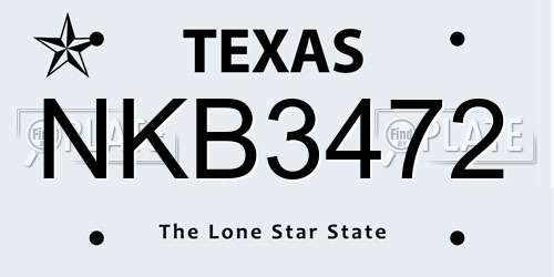 NKB3472 Texas License Plate
