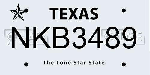 NKB3489 Texas License Plate