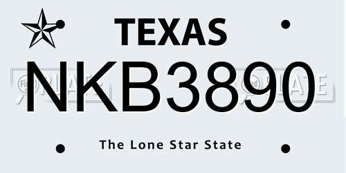 NKB3890 Texas License Plate