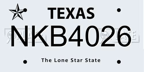 NKB4026 Texas License Plate