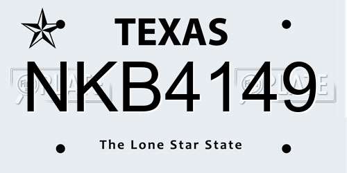 NKB4149 Texas License Plate