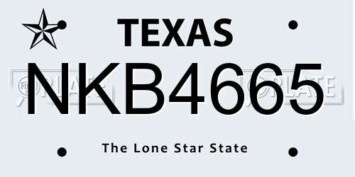 NKB4665 Texas License Plate