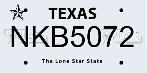 NKB5072 Texas License Plate