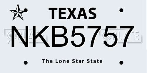NKB5757 Texas License Plate