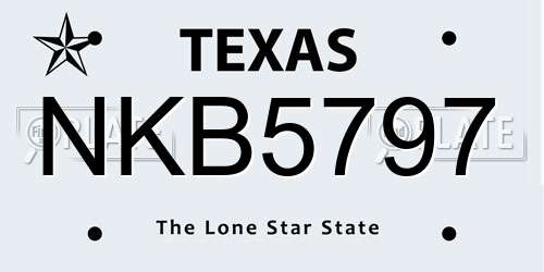 NKB5797 Texas License Plate