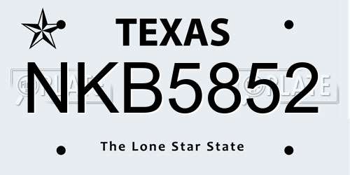 NKB5852 Texas License Plate