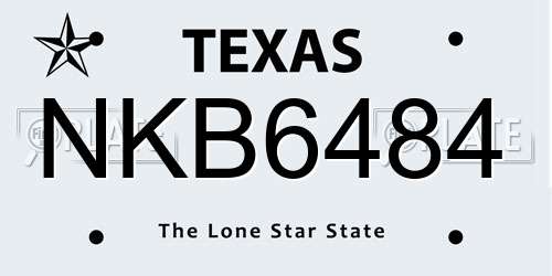 NKB6484 Texas License Plate