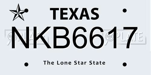 NKB6617 Texas License Plate